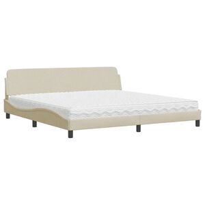 vidaXL Cama com colch&atilde;o Dover 200x200 cm tecido cor creme