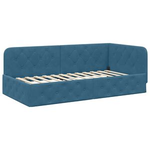 vidaXL Estrutura de Cama de Canto Azul 90 x 200 cm Veludo