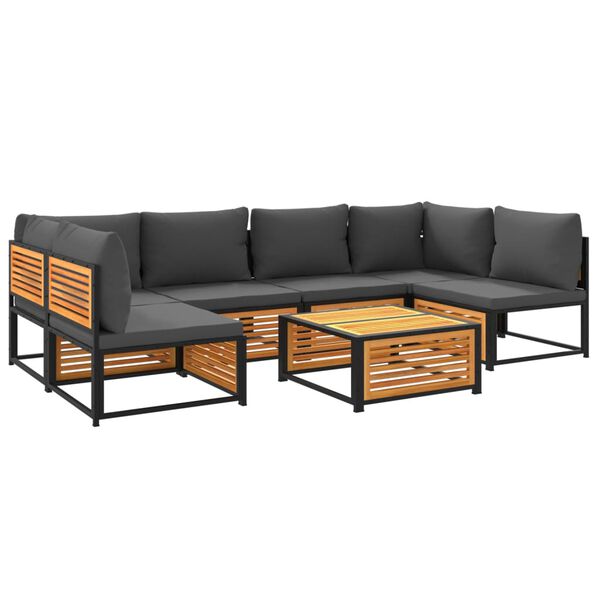 vidaXL 7 pcs conjunto sof&aacute;s jardim c/almofad&otilde;es madeira maci&ccedil;a ac&aacute;cia