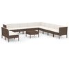 vidaXL 12 pcs conjunto lounge jardim c/ almofad&otilde;es vime PE castanho