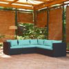vidaXL 5 pcs conjunto lounge de jardim c/ almofadões vime PE preto