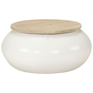 vidaXL Mesa de centro 51x51x27 cm madeira de mangueira maci&ccedil;a branco