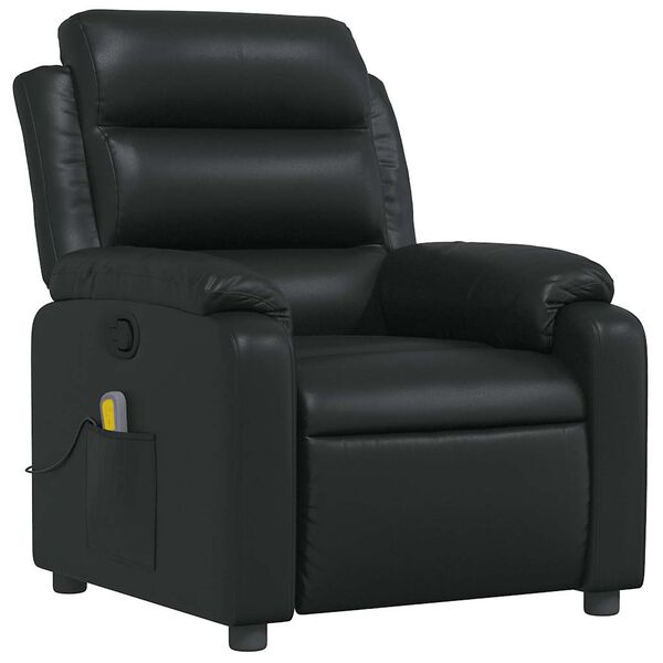vidaXL Poltrona de massagens reclinável couro artificial preto