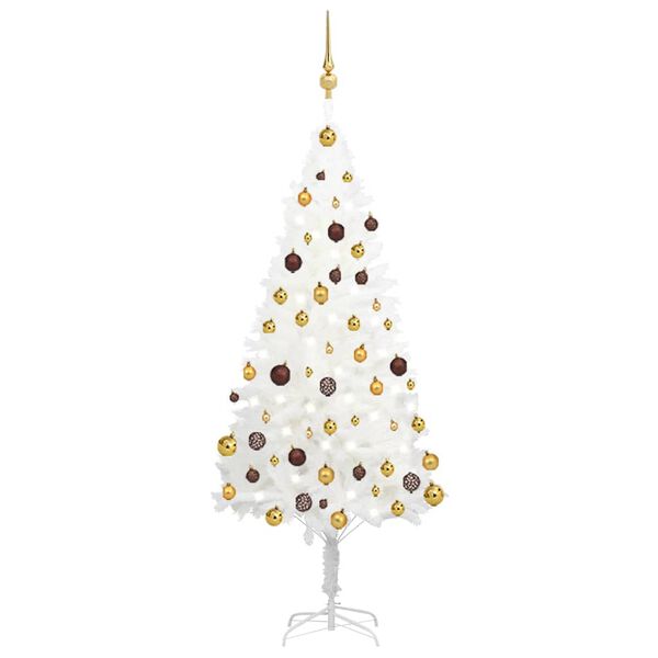 vidaXL &Aacute;rvore Natal artificial pr&eacute;-iluminada c/ bolas 150 cm branco