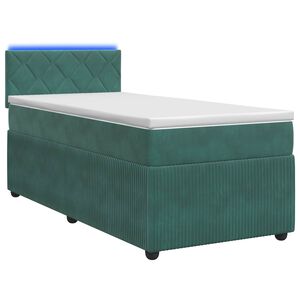 vidaXL Cama box spring com colch&atilde;o Verde-Escuro 90 x 200 cm Veludo