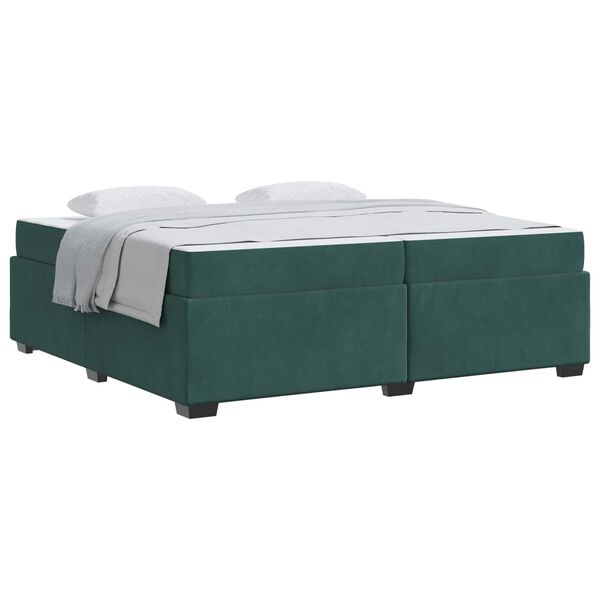 vidaXL Estrutura da Cama com colch&atilde;o Verde Escuro 200 x 200 cm tecido