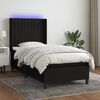 vidaXL Cama box spring c/ colch&atilde;o e LED 90x190 cm tecido preto