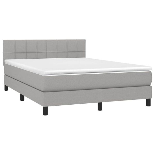 vidaXL Cama com molas/colch&atilde;o 140x190 cm tecido cinzento-claro