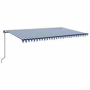 vidaXL Toldo retr&aacute;til manual com LED 500x300 cm azul e branco