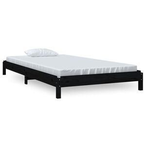 vidaXL Cama empilh&aacute;vel 90 x 200 cm madeira de pinho maci&ccedil;a preto