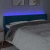 vidaXL Cabeceira cama c/ luzes LED veludo 203x16x78/88 cm azul-escuro