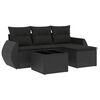 vidaXL 5 pcs conjunto sof&aacute;s de jardim com almofad&otilde;es vime PE preto