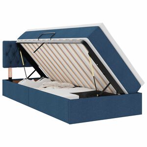 vidaXL Cama com arruma&ccedil;&atilde;o e LED com colch&atilde;o Azul 90 x 190 cm tecido