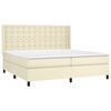 vidaXL Cama box spring c/ colch&atilde;o/LED 200x200cm couro artificial creme