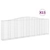 vidaXL Cestos gabi&atilde;o arqueados 15 pcs 400x30x120/140 ferro galvanizado
