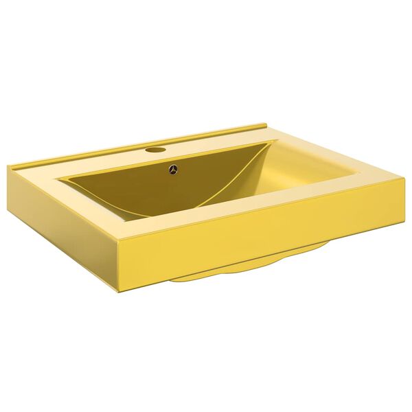 vidaXL Lavat&oacute;rio com extravasamento 60x46x16 cm cer&acirc;mica dourado