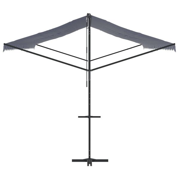 vidaXL Toldo de p&eacute; 600x300 cm tecido e a&ccedil;o azul e branco