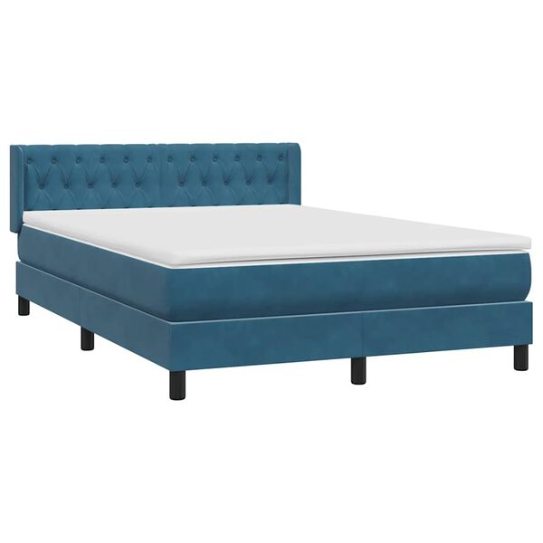 vidaXL Cama box spring com colch&atilde;o 160x210 cm veludo azul escuro