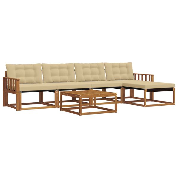 vidaXL Conjunto de Sof&aacute;s para Exterior 6 pcs Natural e Bege