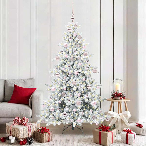 vidaXL &Aacute;rvore de Natal Articulada Artificial Branco 180 cm PVC e A&ccedil;o