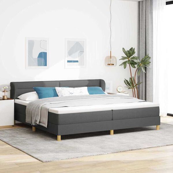 vidaXL Cama Box com colch&atilde;o Cinzento escuro 200 x 200 cm tecido