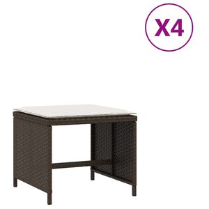vidaXL Bancos jardim com almofad&otilde;es 4 pcs 40x40x35 cm vime PE castanho