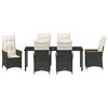 vidaXL Conjunto de Jantar para Jardim com almofada 7 pcs Preto vime PE