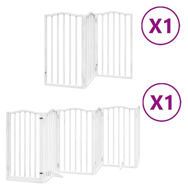 vidaXL Port&atilde;o p/ c&atilde;es com porta dobr&aacute;vel 9 pain&eacute;is 450 cm &aacute;lamo branco