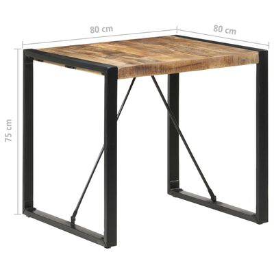 vidaXL Mesa de jantar 80x80x75 cm madeira de mangueira áspera