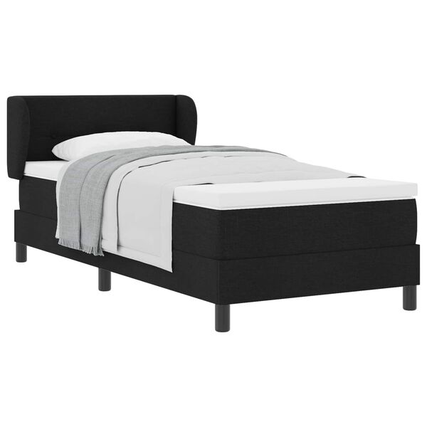 vidaXL Cama Box com colch&atilde;o com cabeceira Preto 80 x 200 cm tecido