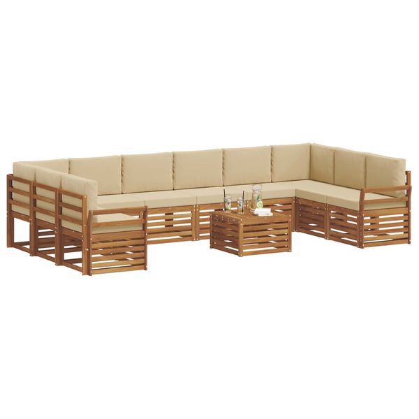 vidaXL Conjunto de Sof&aacute; Sectional com almofada 11 pcs Natural e Bege