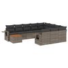 vidaXL 11 pcs conjunto sof&aacute;s de jardim c/ almofad&otilde;es vime PE cinzento