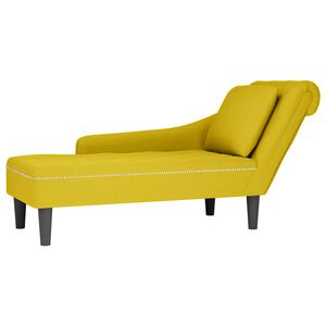 vidaXL Chaise lounge c/almofada/apoio de braços direito veludo amarelo