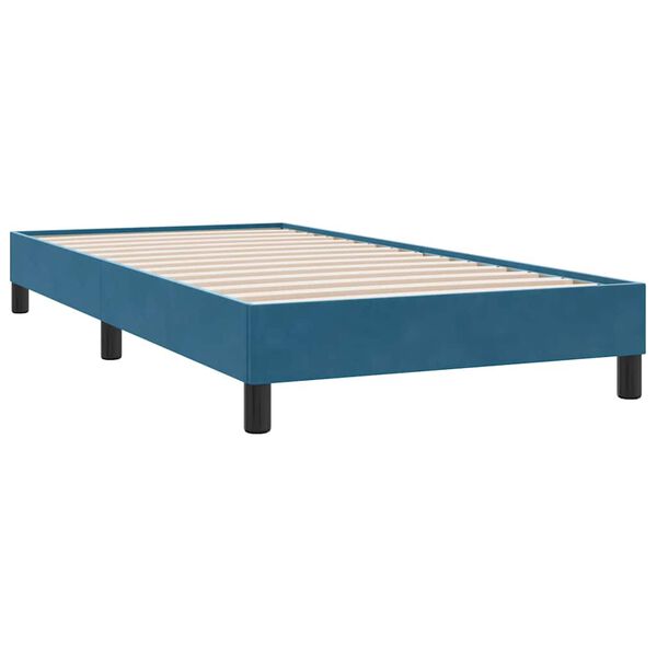 vidaXL Cama com molas/colch&atilde;o azul-escuro 80x210 cm veludo