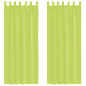 vidaXL Cortinas de voile com aba 2 pcs verde-ma&ccedil;&atilde;