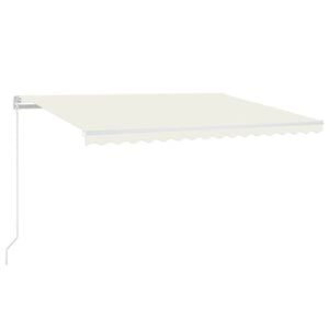 vidaXL Toldo retr&aacute;til manual com LED 450x350 cm cor creme