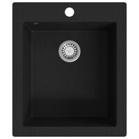 vidaXL Lava-louça de bancada com 1 cuba em granito preto