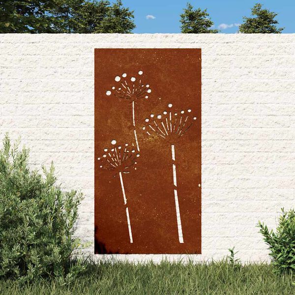 vidaXL Decora&ccedil;&atilde;o p/ muro de jardim 105x55 cm a&ccedil;o corten design flores