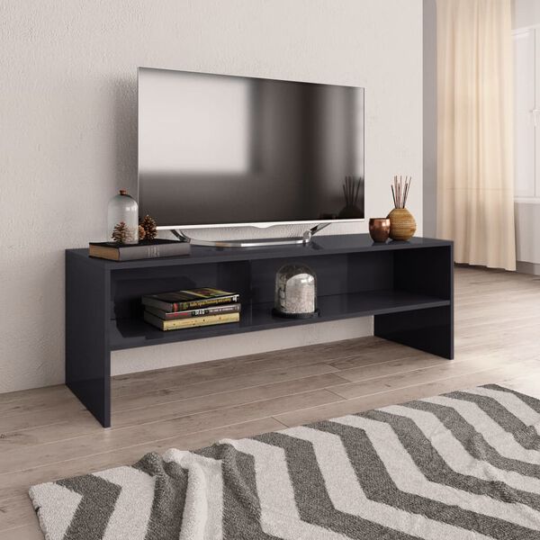 vidaXL M&oacute;vel de TV 120x40x40 cm derivados de madeira cinza brilhante