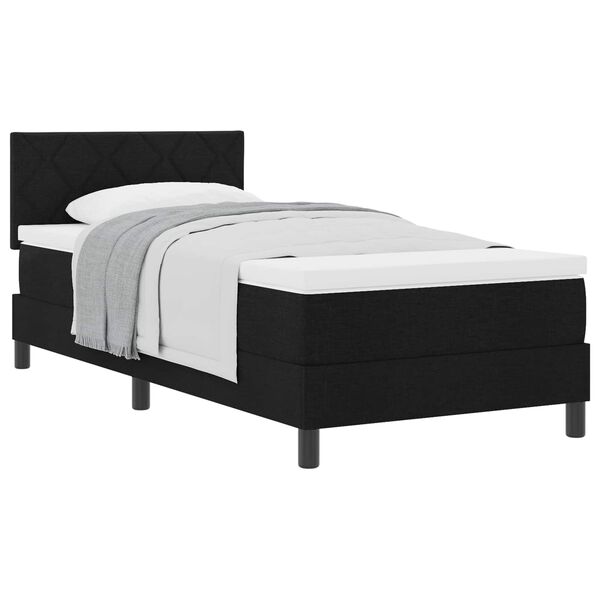 vidaXL Cama Box com colch&atilde;o com cabeceira Preto 90 x 200 cm tecido