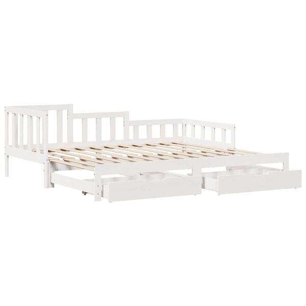 vidaXL Sof&aacute;-cama com gavet&atilde;o e gavetas sem colch&atilde;o 80x200 cm branco