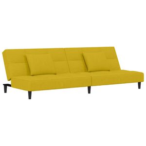 vidaXL Sof&aacute;-cama 2 lugares com duas almofadas veludo amarelo