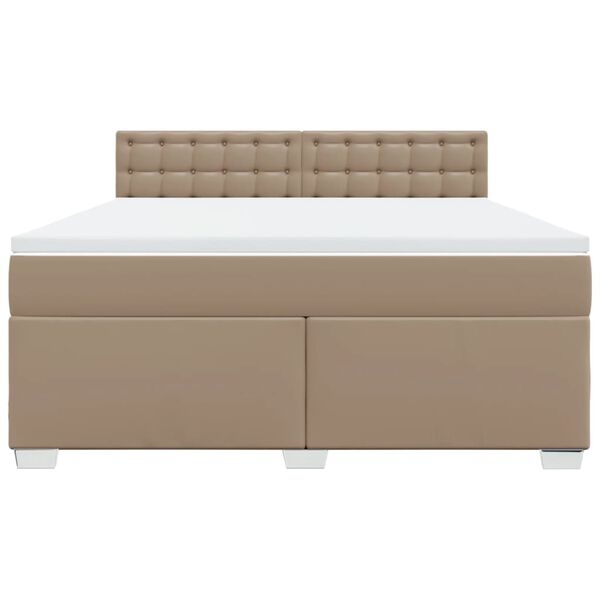 vidaXL Cama com molas/colch&atilde;o 180x200 cm couro artificial cappuccino