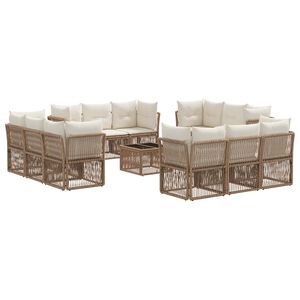 vidaXL Conjunto de Sof&aacute; de Jardim 13 pcs Bege vime PE