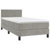 vidaXL Cama box spring c/ colch&atilde;o/LED 90x190 cm veludo cinzento-claro