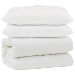 vidaXL Edred&atilde;o com travesseiro 3 pcs Branco Microfibra