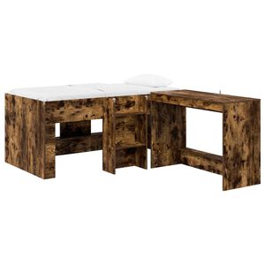 vidaXL Cama Alta para Crian&ccedil;as com Mesa 2 unid. Carvalho Fumado