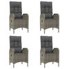 vidaXL 5 pcs conjunto jantar jardim c/ almofadões vime PE preto/cinza