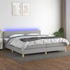 vidaXL Cama box spring c/ colch&atilde;o e LED 200x200 cm tecido cinza-claro