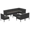 vidaXL 9 pcs conjunto lounge de jardim c/ almofad&otilde;es vime PE preto